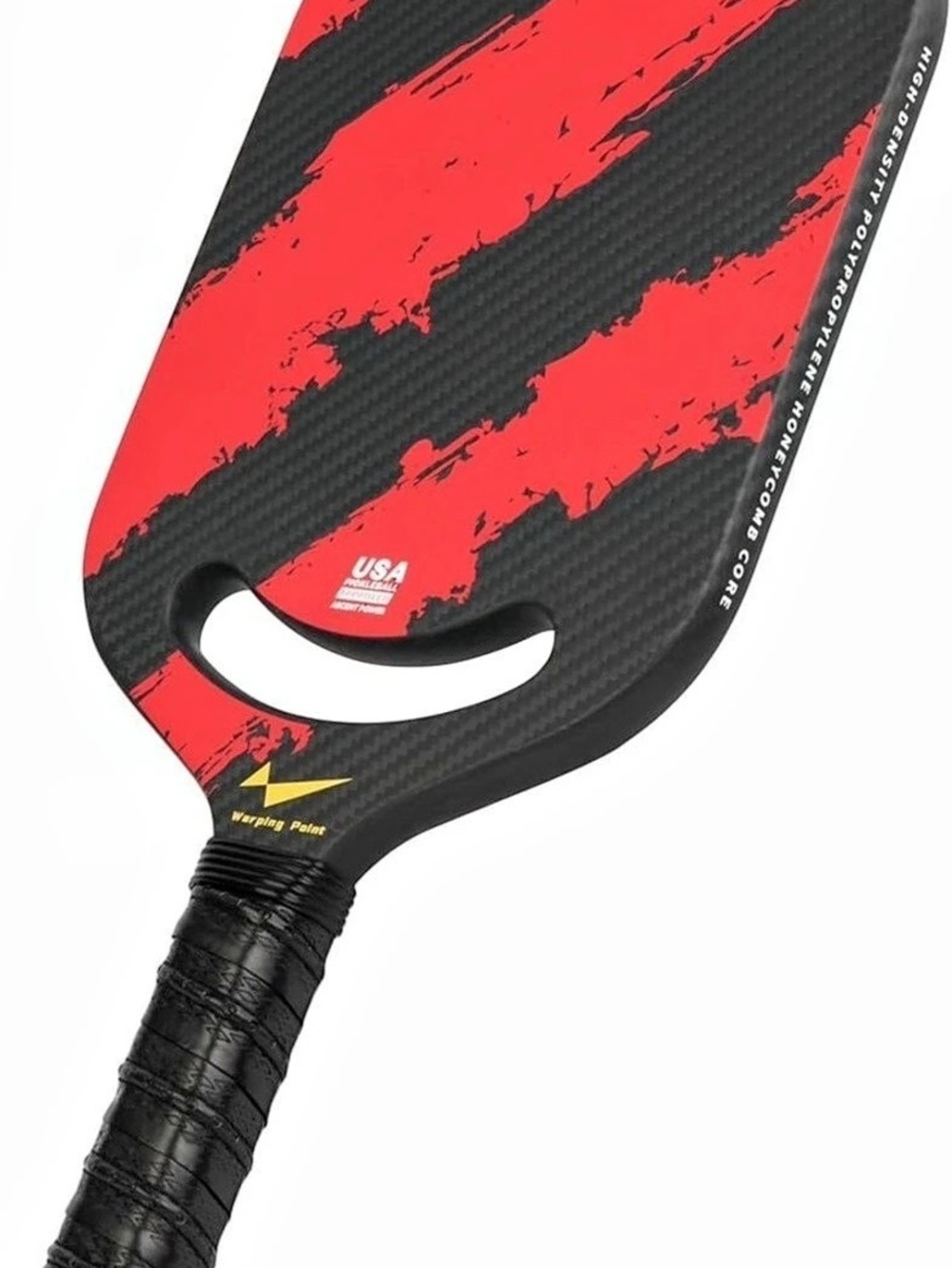 Warping Point Ascent Carbon Fiber Texture Pickleball Paddle in Red & Black